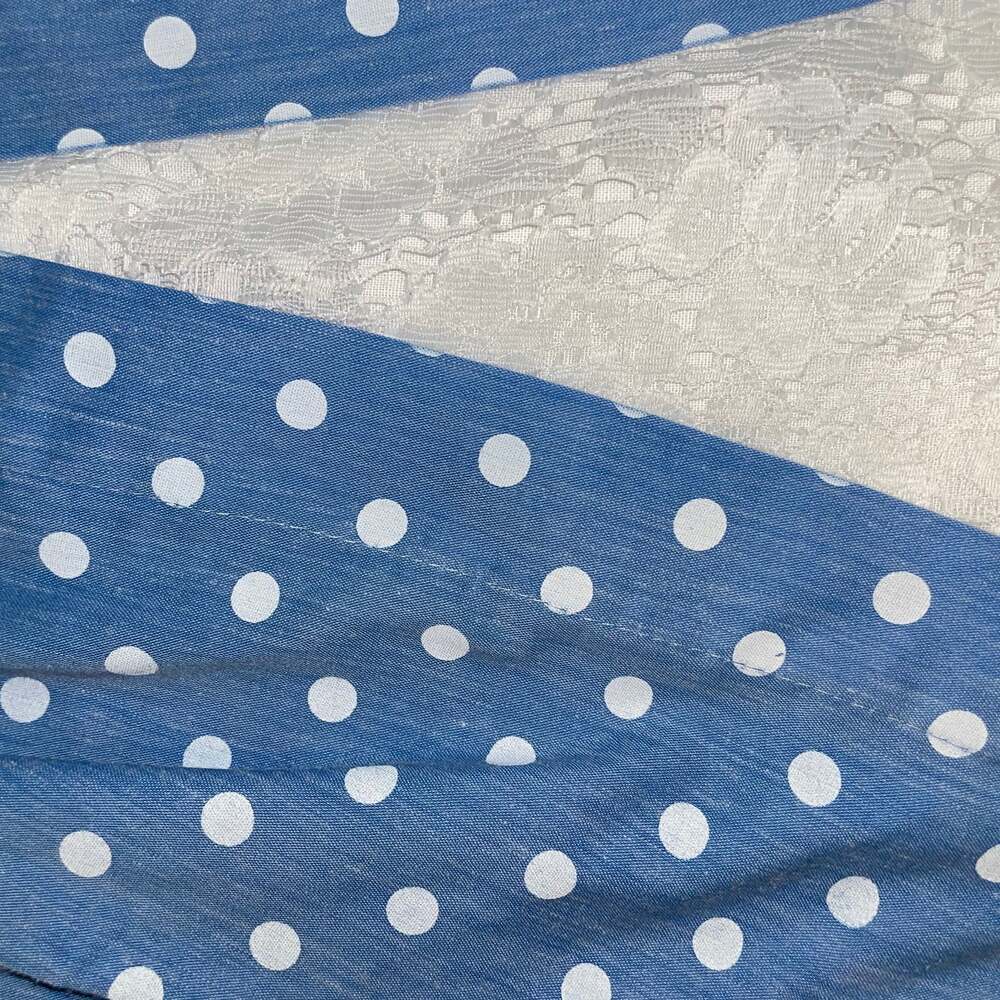 Vintage- Fredrick’s Of HollywoodLight Blue Polka Dot Peplum Dress - Picture 6 of 6